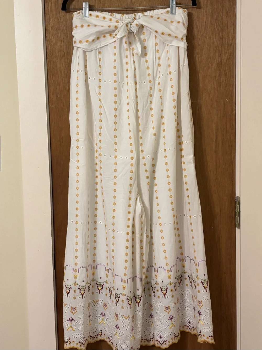 Anthropologie White Strapless Embroidered Wide-Leg Jumpsuit - Picture 10 of 13